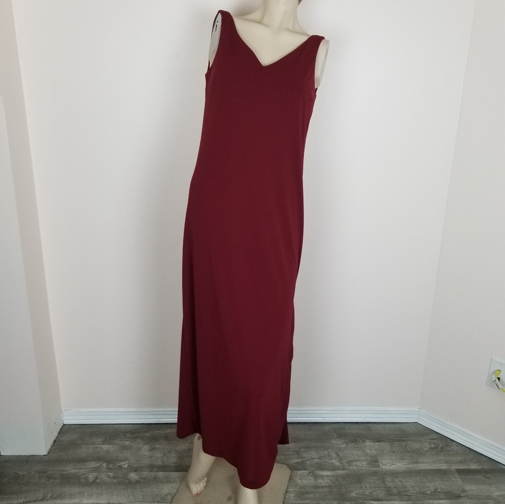 Vintage BCBG maxazria v neck dark red maxi dress 90s Y2K Grunge Whimsigoth - Picture 2 of 10